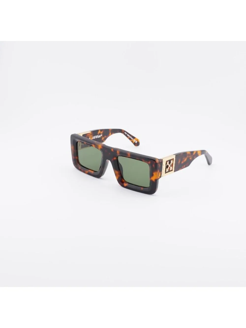 Off-White OERI049 LEONARDO 1605 Sunglasses Havana Square Frame, Green Lenses